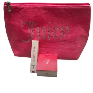 Juicy Couture Pink Cosmetic Bag and Nexxt lip care bundle